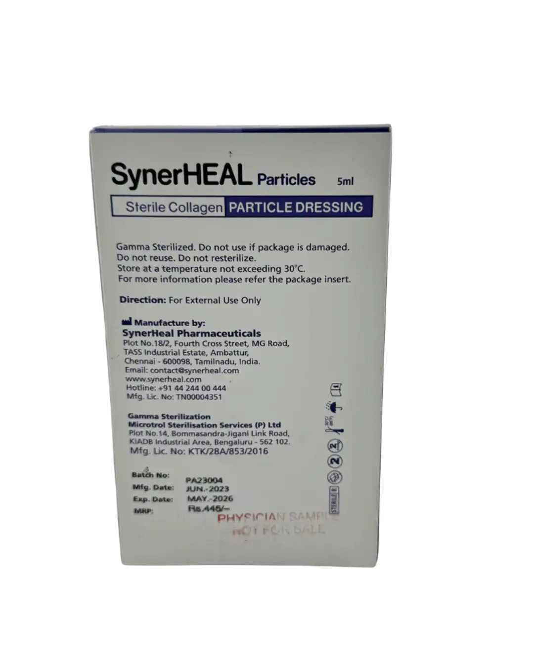 Synerheal Particles sterile collagen dressing Synerheal Particles sterile collagen dressing
