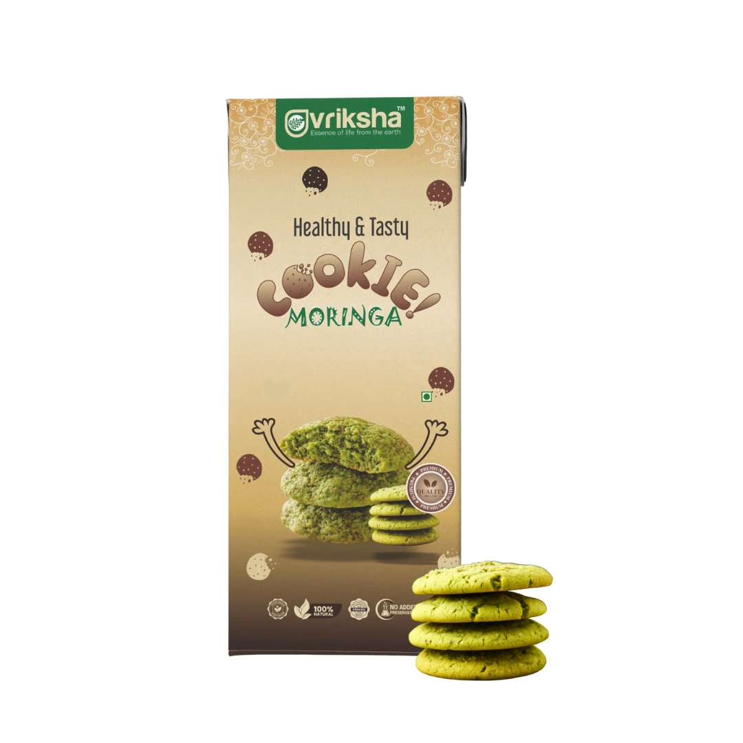 Vriksha Moringa Cookies 100gm | 100% Wheat Grain: Fuel your day the right way | Feel good snacking for the whole family Vriksha Moringa Cookies 100gm | 100% Wheat Grain: Fuel your day the right way | Feel good snacking for the whole family