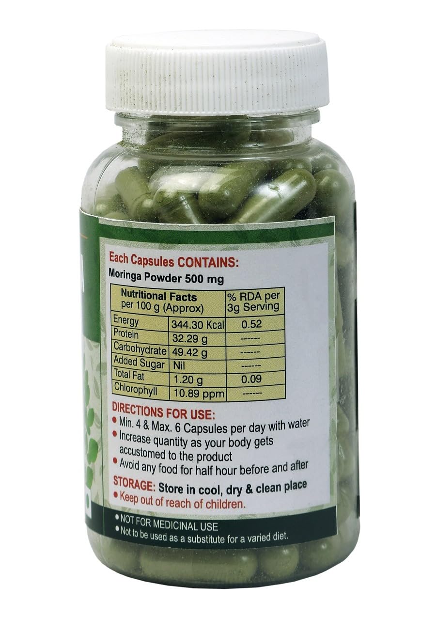 Moringa Capsules - 0.5g x 100 Capsules Pack - Girme's Moringa Capsules - 0.5g x 100 Capsules Pack - Girme's