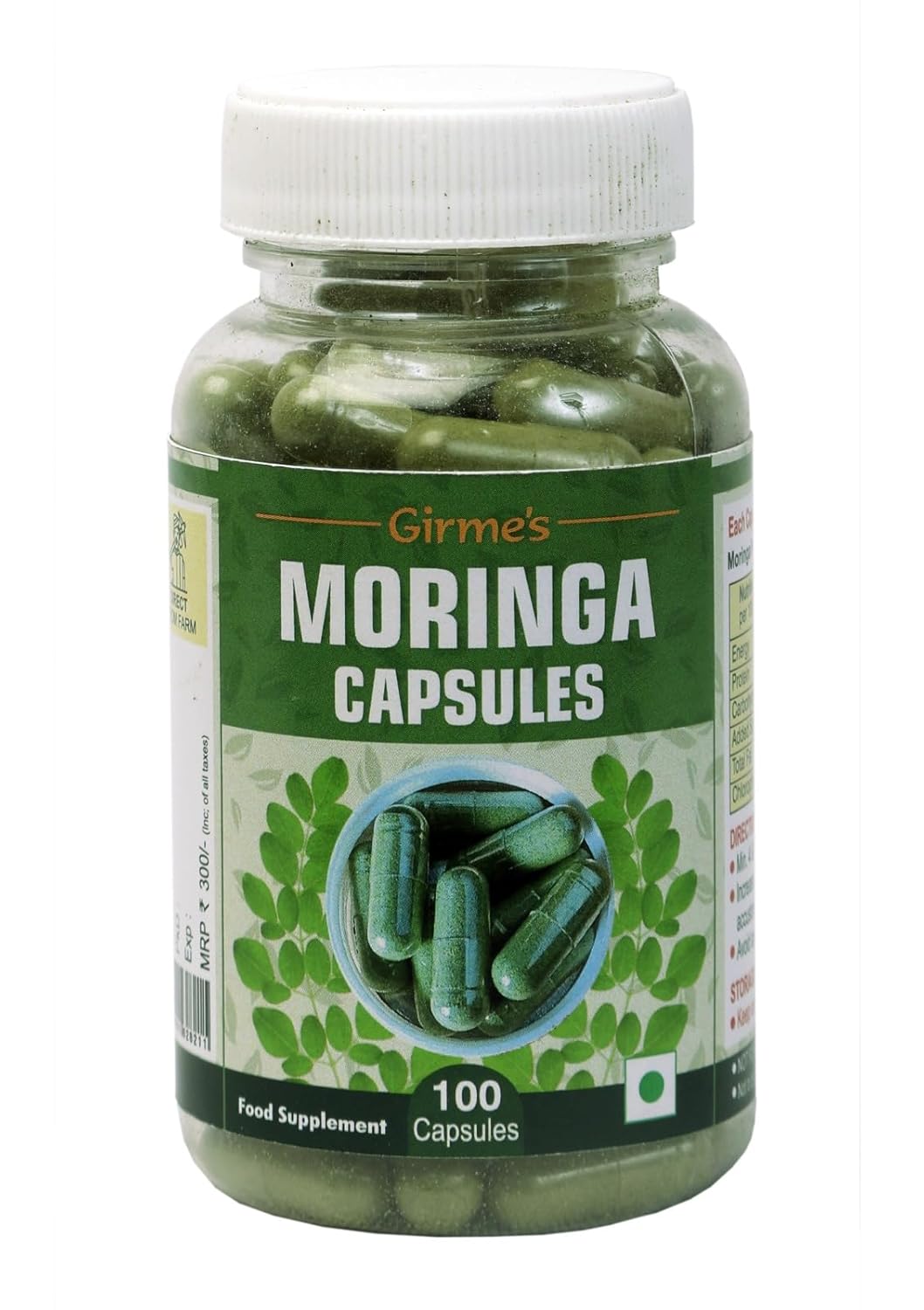 Moringa Capsules - 0.5g x 100 Capsules Pack - Girme's Moringa Capsules - 0.5g x 100 Capsules Pack - Girme's